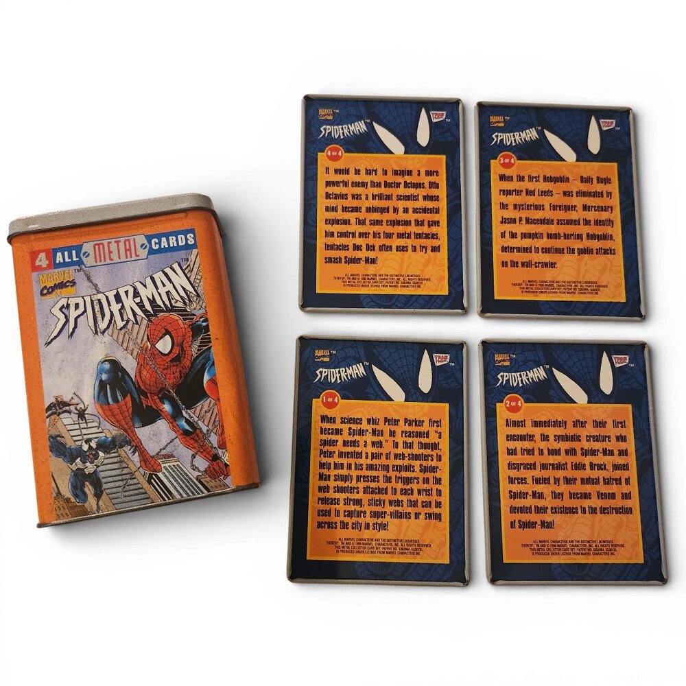 1996 Marvel Comics SPIDER-MAN - 4 Metal Cards Tin - Picture 8 of 9